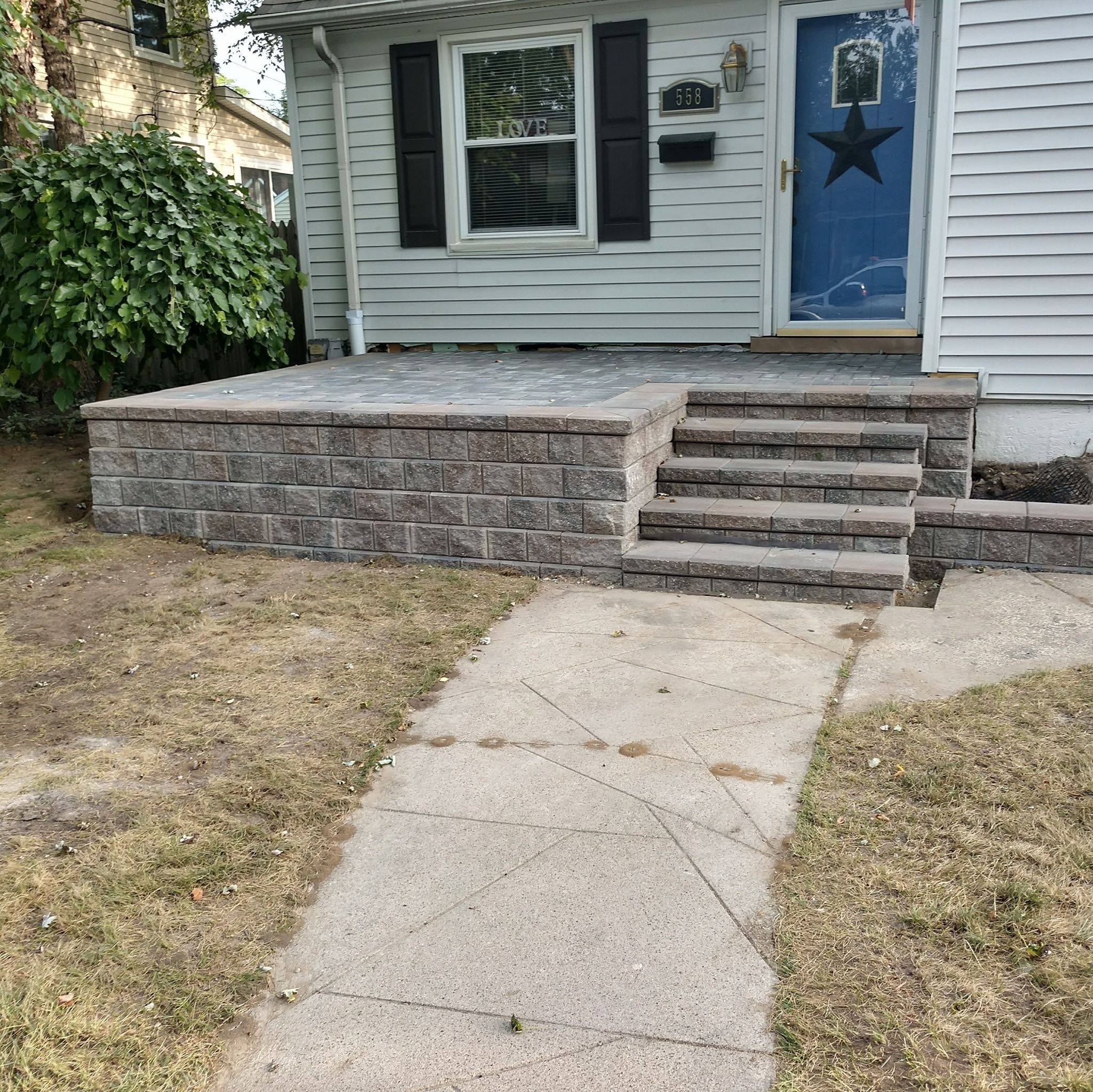 Raised Front Brick Paver Porch & Steps