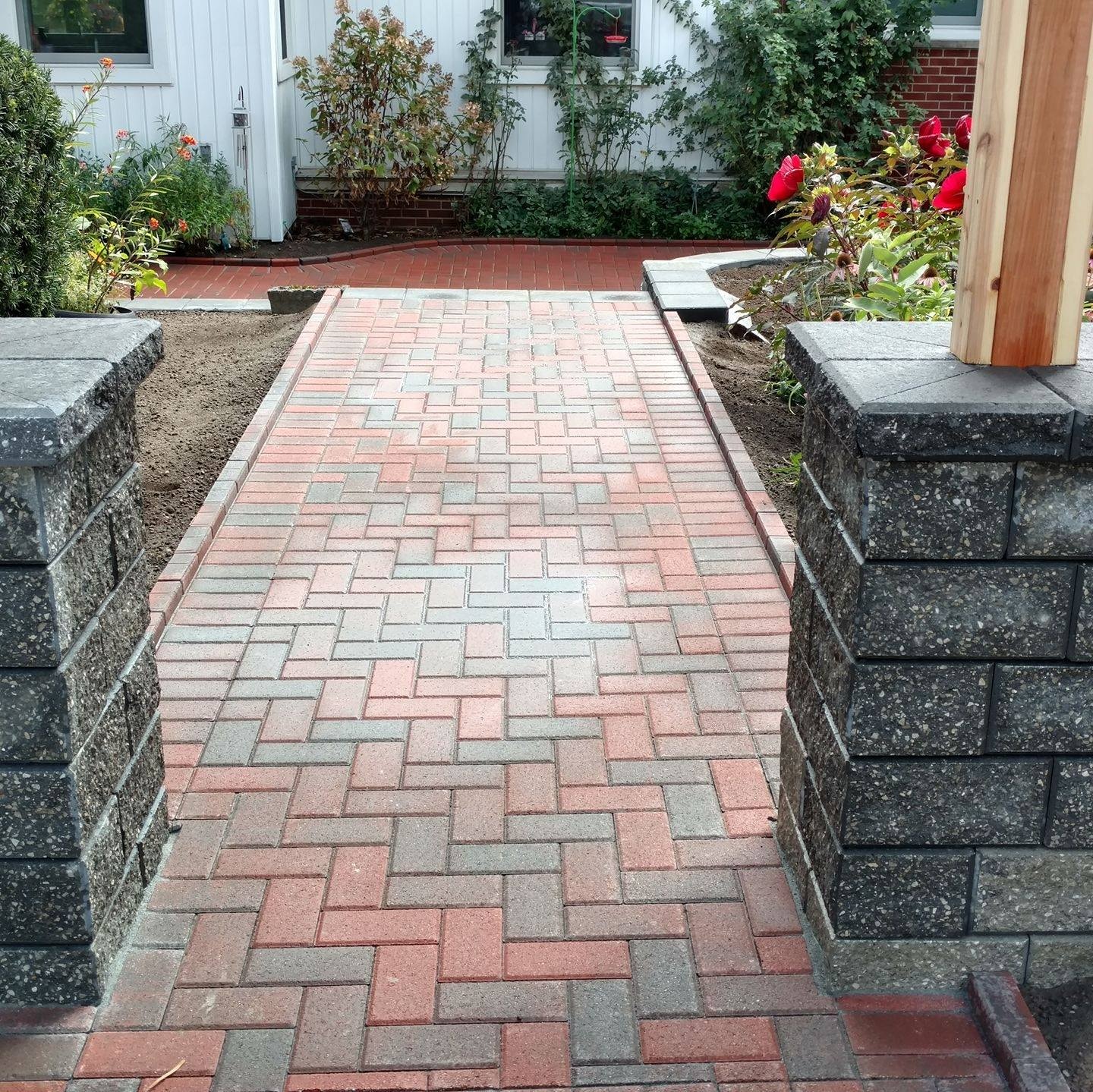 Brick Columns & Paver Walkway