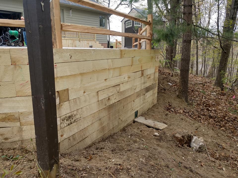 Wood Retaining Wall & Deck