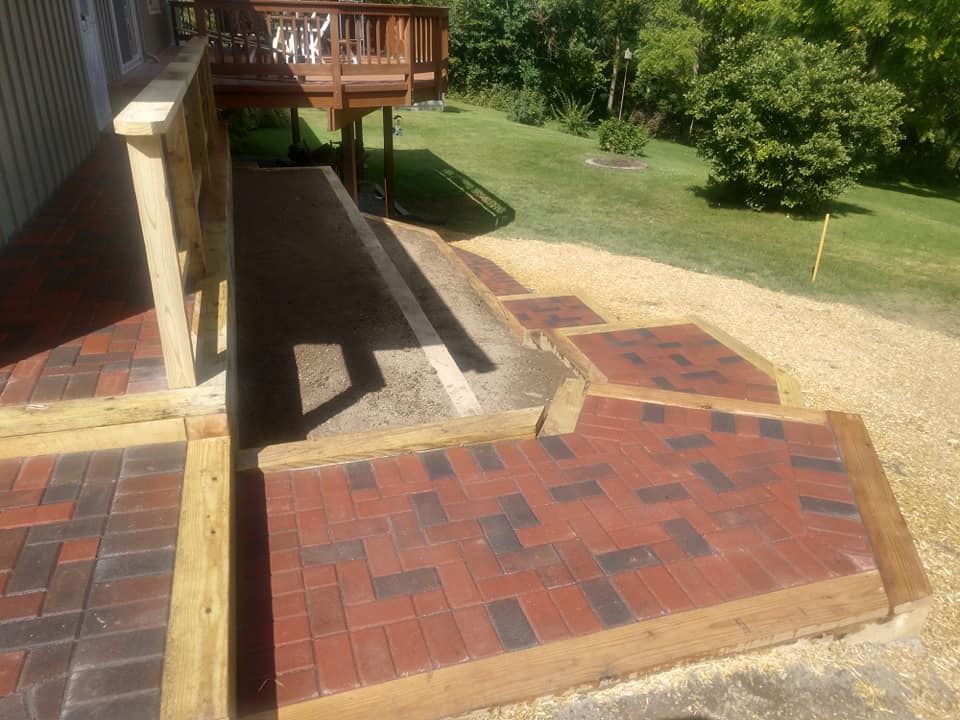 Wood Edged Brick Paver Stairway